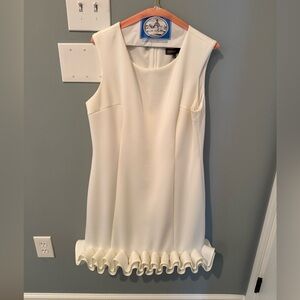 White mini size 16 dress with ruffle bottom